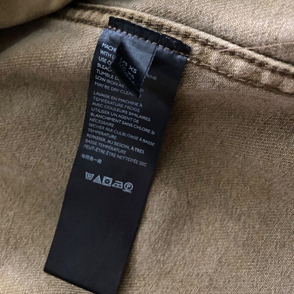 Free People Denim Seamed and Structured Military Jacket Buttons Olive Green XS - Picture 10 of 11